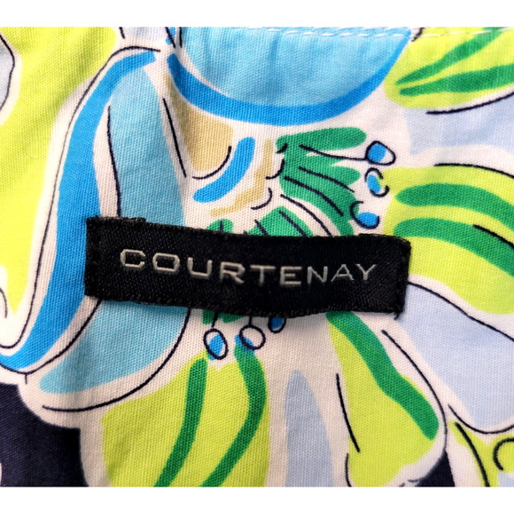 Courtenay Skirt Womens 18W Blue Green Paisley A-Line Cotton Stretch Side Zip - Picture 2 of 11